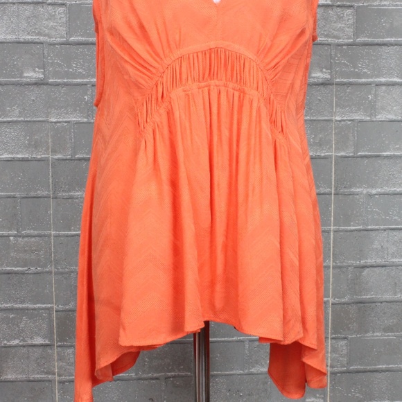 Anthro Maeve Bretta Gathered Tank Top Orange M - Picture 5 of 11